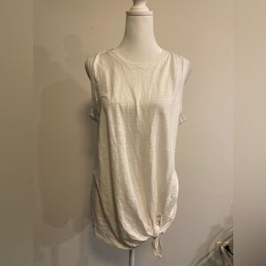 Banana Republic White Linen Tank Top with Knot Accent size Large